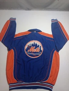 Vintage Y2K New York Mets Full Zip Windbreaker Jacket XL Blue Orange Embroidered - Picture 1 of 17