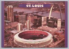 Sports~St Louis MO Downtown Landmarks~Aerial Skyline @ Dusk~Continental Postcard