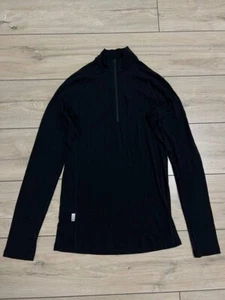 Men Icebreaker Basics Bodyfit 200 Black Merino Wool Long Sleeve Shirt 1/4 zip L - Picture 1 of 8