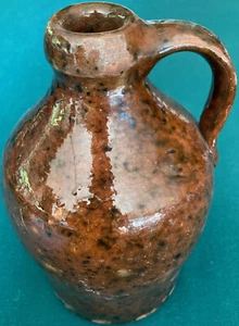 ANTIQUE~~1800'S~~REDWARE~~HANDLED JUG~~GREAT PATINA~~8" TALL~~!!! - Picture 1 of 3