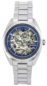 Bulova Classic Surveyor Stainless Steel Blue Skeleton Dial Automatic 96A292 100M - Picture 1 of 4