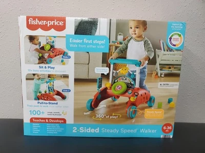 Fisher-Price 2-Sided Steady Speed Walker Baby Walker 16 Activities Songs Teaches - Image 1 of 4