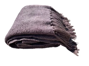 POTTERY BARN AshViolet Chenille Tassel Throw 52x66 Soft Plush Boho Luxury Heavy - Picture 1 of 8