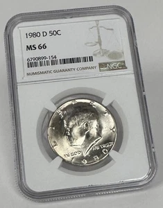 1980-D Kennedy Half Dollar NGC MS66 JFK DDO Brilliant Uncirculated - Picture 1 of 5