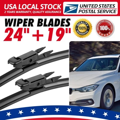 FOR BMW 325i 328i 328xi 335i 4 Door Front Windshield Wiper Blades 24"19" — 第 1/4 张图片