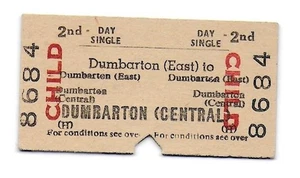 Railway Ticket BR Dumbarton East to Dumbarton Cen 2nd Child Day Single Edmondson - Picture 1 of 1