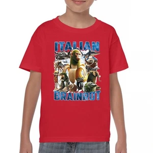 Italian Brainrot Youth T-shirt Funny Absurd Gen Z Internet Meme Trend Kids - Picture 1 of 50