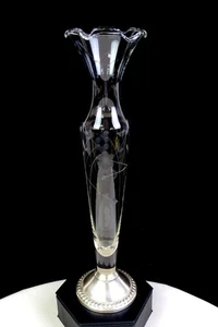Duchin Creation Sterlingsilber gewichteter Sockel floral geätzt 10 1/8" Vase 1950- - Bild 1 von 11