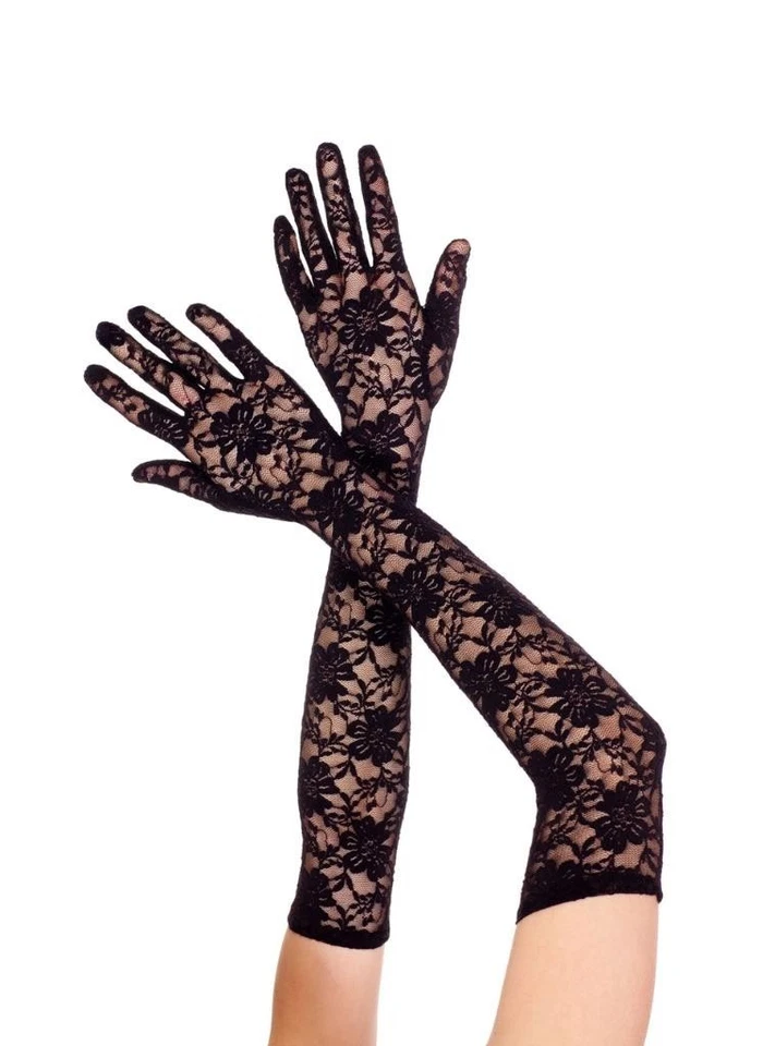 Sexy PIERNAS DE MÚSICA Extra Largas Longitud de Ópera Transparente Floral ENCAJE Guantes DISFRAZ Elegante Foto 1 de 1