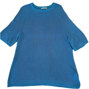 Zara Knit Shirt Men XL Cropped Blue Pullover Relaxed Fit - Picture 1 of 8