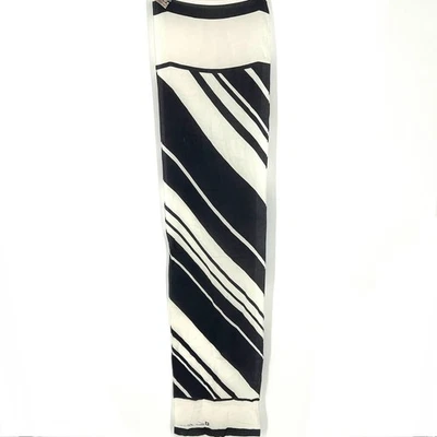Vintage Anne For the Vera Companies Klein Silk Scarf Black White 11" x 50" - Image 1 of 4