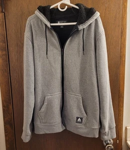 Matix  Hooded Jacket Mens XL Sherpa Lined Outdoor Chore Zip Up Pockets Gray Blk - Picture 1 of 9