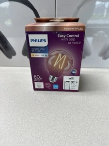 Philips Tunable G25 60W Equivalent Dimmable Smart Wi-Fi WiZ Con Light Bulbs - Picture 1 of 4