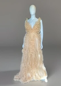 NEW Gorgeous Maternity Photoshoot Dress  Pregnancy Apricot Gown Baby Shower - Picture 1 of 11