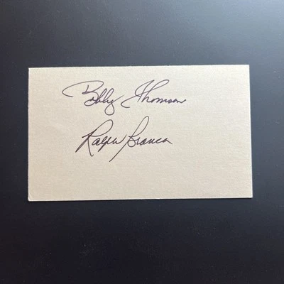 Ralph Branca & Bobby Thomson Signed Index Card Shot Heard Round the World JSA - Image 1 of 3