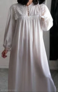 Vintage Dior Lace Trim Floral Maybe 80s Long Sleeve Flowy Night Evening Gown - Bild 1 von 16