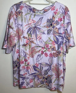 CHICO'S Gr. 3 / XL buntes tropisches Blumenmuster weiches Strick Tee T-Shirt - Bild 1 von 7
