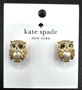 Kate Spade Winter Wonderland Owl Gold Tone Stud Earrings KE984 New - Picture 1 of 9