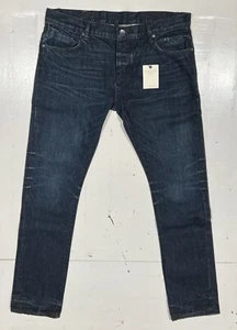 Selvedge Denim Jeans 12oz Cone Mills Distressed Größe 34x30, Midnight Blue Wash - Bild 1 von 10