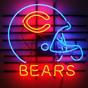 Chicago Bears Miller Lite Helmet Neon Lamp Sign 17/"x14/" Bar Light Beer Artwork