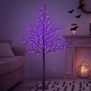 6FT Halloween Willow Tree 200 LED Lights Artificial Black Spooky Tree for Hom... - Picture 1 of 1
