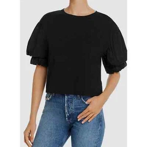 NWT JOIE BEE BLACK PUFFY SLEEVE TOP; SIZE MED - Picture 1 of 5