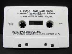 Base de datos Trivia, TI-99/4a, cassette, Texas Instruments, Howad W. Sams 1984, NUEVO - Imagen 1 de 3