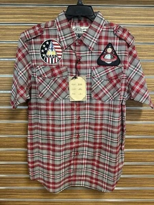 RAW BLUE Vintage Retro Throwback Button Down Plaid Shirt NEW WITH TAG (LARGE) - Picture 1 of 6