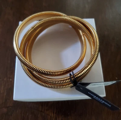 BLING JEWELRY Triple Row Crossover Bangle Bracelet In Gold-Tone  New in Box - Image 1 of 4