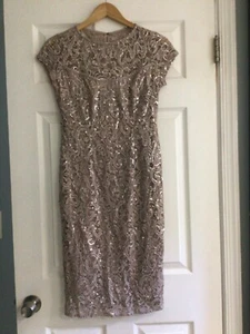 Marina Sleeve Dress Tan Sequined Evening Size 6 - NEW, No Tags, Free Shipping - Picture 1 of 3