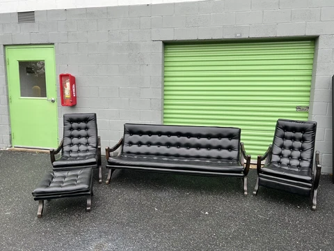 Vintage 60’s Tufted Sofa & Lounge Chairs Living Room Set Mid Century Furniture Cover