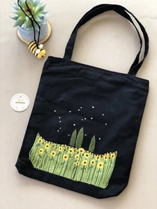 Canvas Tote Bag Natural Crafting Tote Bag Handmade Embroidered Canvas Tote Bag - Picture 1 of 4