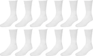 12 Pairs Men's Plain White Sports Athletic Cotton Crew Socks Size 9-11 USA - Picture 1 of 3