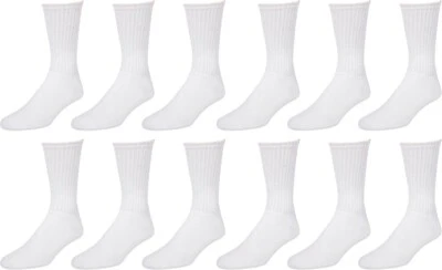12 pares de calcetines deportivos deportivos blancos lisos de algodón talla 9-11 EE. UU. Foto 1 de 3