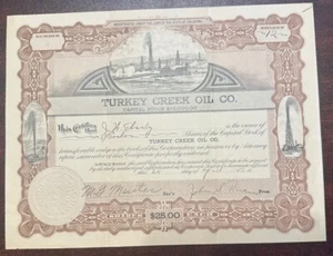 Certificado de stock de Turkey Creek Oil Co. 1914 #4 existencias de petróleo - Imagen 1 de 5