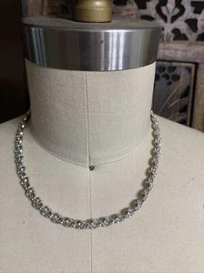 Vintage Signed Jeray Rice-Weiner Silver Tone Art Deco Style Rhinestone Necklace - Picture 1 of 12