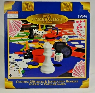 1995 Fundex Games "52 Games Chest" 52 Popular Games 250 Pieces Near Mint W/Box - Image 1 of 4