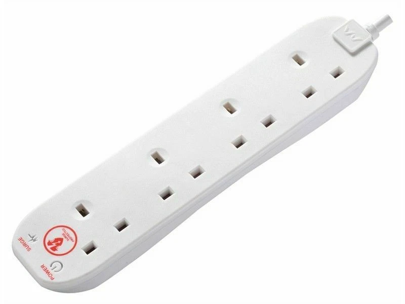 4 SOCKET/GANG 2 METRE MASTERPLUG SURGE PROTECTED LEAD 13AMP EXTENSION 4 WAY 2 M - Image 1 of 1