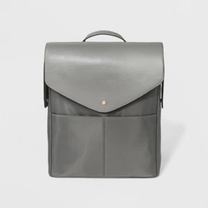 Mochila de viajero / Bolso con solapa superior gris - UN NUEVO DÍA Correas para el hombro sujetadas a mano NUEVAS - Imagen 1 de 11