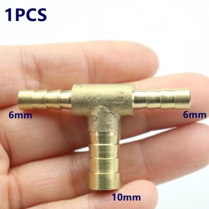 1PCS 1/4" X 3/8" X 1/4" Tee 3Way Hose Barb Brass Fitting Reducer Splicer - Picture 1 of 5