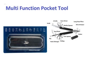 14-IN-1 Multi-Functional Pocket Tool Black Saw Knife Screwdriver Can Opener Cut - Picture 1 of 9