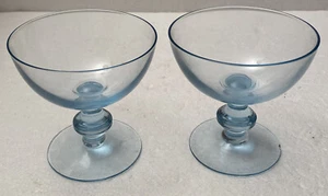 Two (2) Vintage Depression Blue Ball Stem Champagne / Low Sherbets - Picture 1 of 5