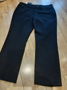 Bnwt David Emanuel Black Straight Wide Leg Occasion Trousers Uk 18 31" Leg - Picture 1 of 2
