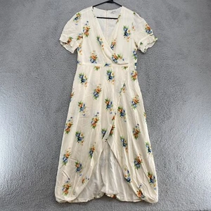 Madewell Maxi Dress Womens 14 Faux Wrap Floral Ruffle Sleeve Cottagecore - Picture 1 of 13