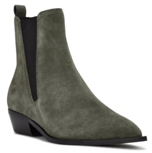 Nine West Danzy Leather Dressy Chelsea Boots size 6 green real leather suede - Picture 1 of 9