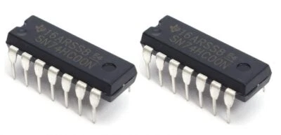 2 x SN74HC00N DIP14 Quad 2-Input NAND Logic Gate IC 7400 Through Hole UK - Image 1 of 2