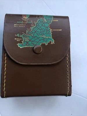 Real Hide Leather Brown  Case With Road Map Of Guernsey Excellent Condition - Image 1 of 4