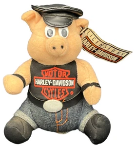 1993 Harley Davidson Plush Toy Hog Pig Biker 6.5” Stuffed Animal w/ Tag Hat Belt - Picture 1 of 11