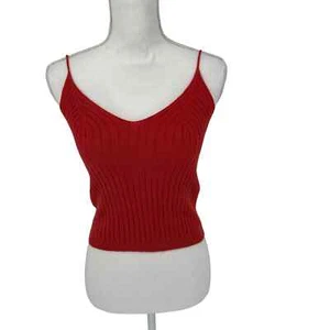 NEW Olivaceous Burnt Orange Ribbed V-Neck Cropped Top Large - Picture 1 of 7