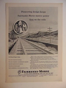 1957~FAIRBANKS -MORSE First on the Rails pubblicità stampa d'epoca - Foto 1 di 1